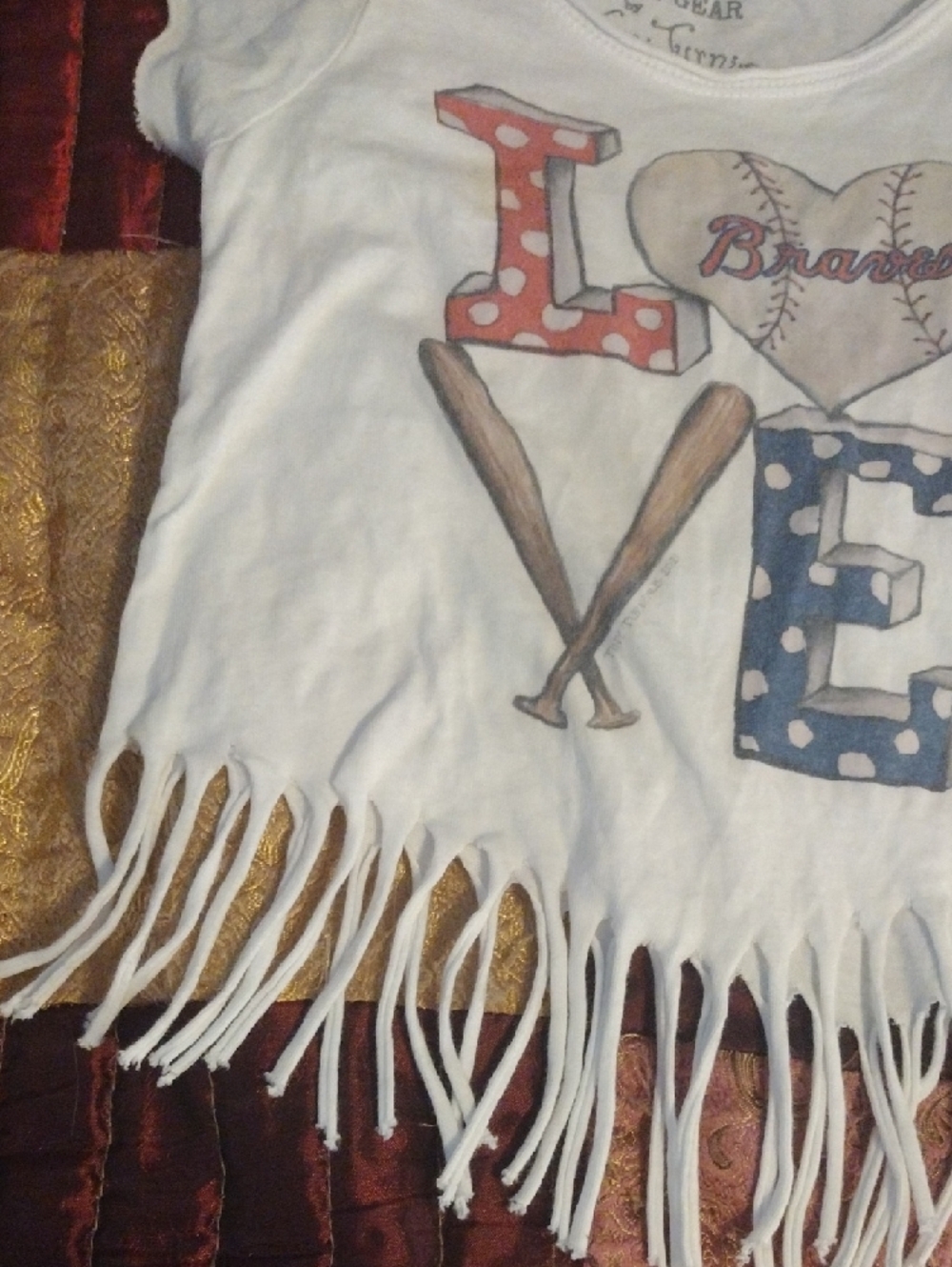 Tiny Turnip TT Gear White 'Love Braves' Short Sleeve Fringe Tee - Picture 8 of 12